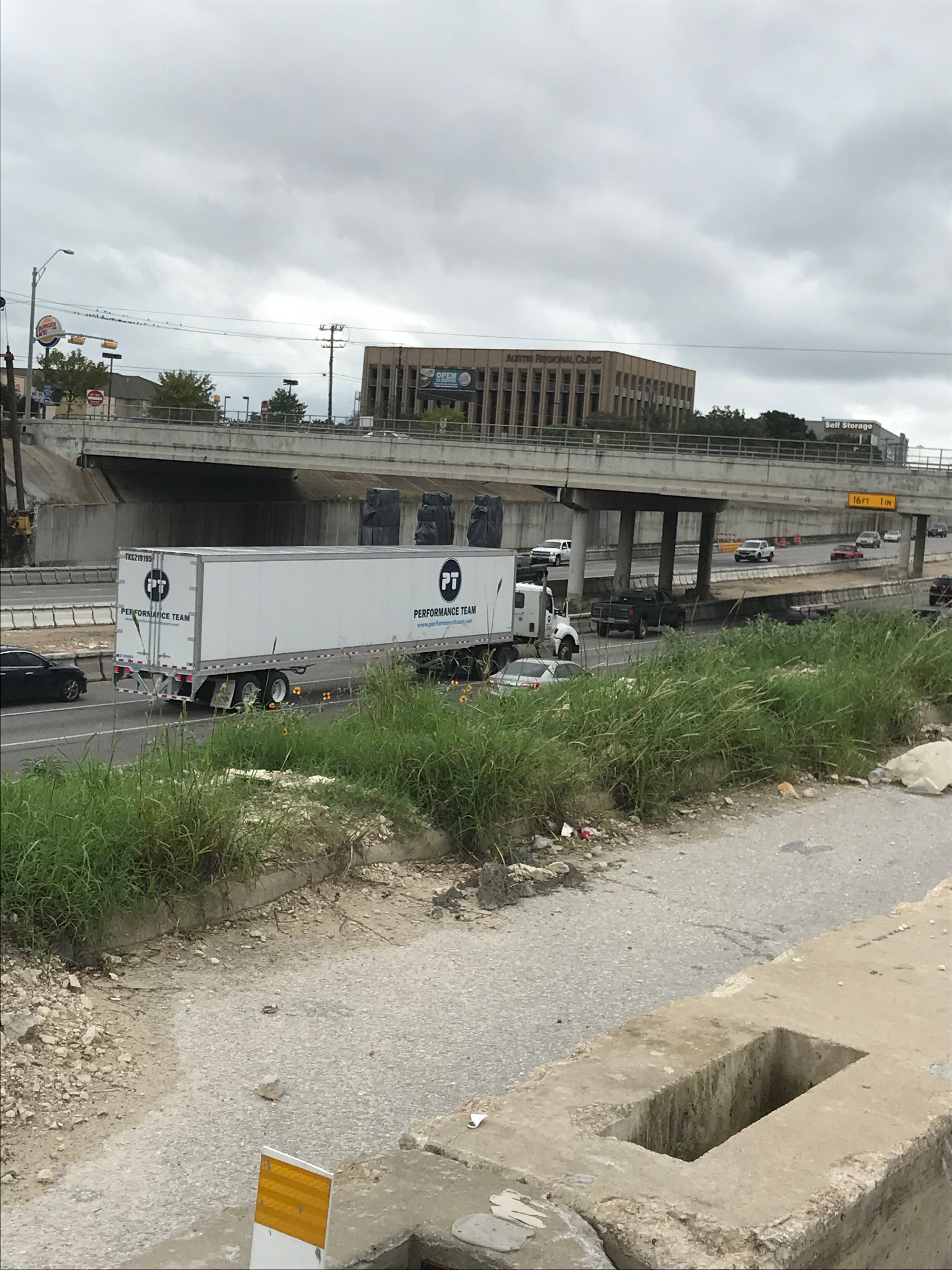 Southbound I-35 frontage road widening - October 2018